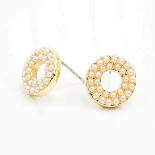 Round Faux Pearls Stud Earrings