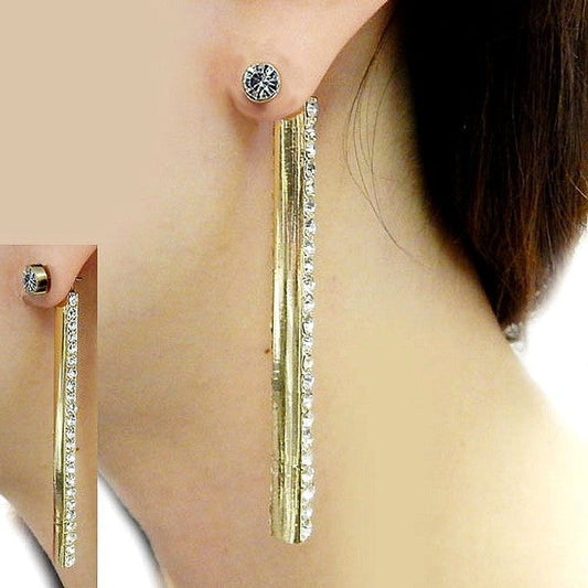Rhinestone Bar Post Dangle Earrings