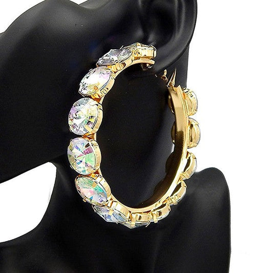 Halo Bold 16mm Stone 80mm Hoop Earrings