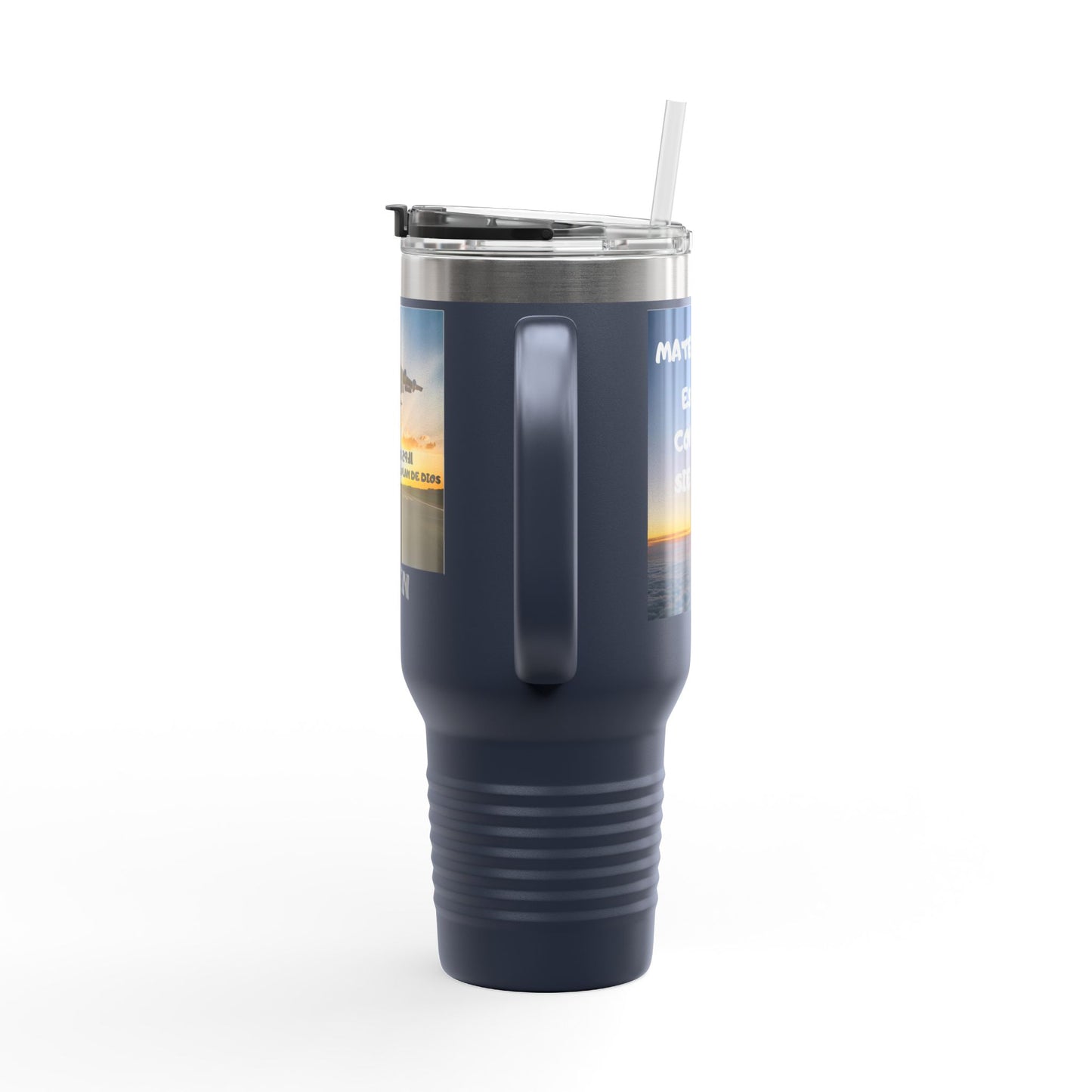 40oz Insulated Travel Mug — Airplane Sunset Design with "Amen" & Jeremiah 29:11 Verse