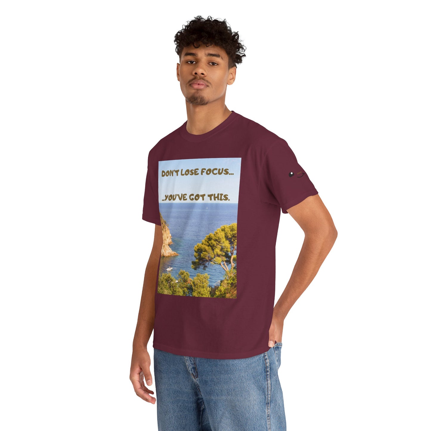 Motivational Tee — "Don't Lose Focus, You've Got This" Beach Graphic