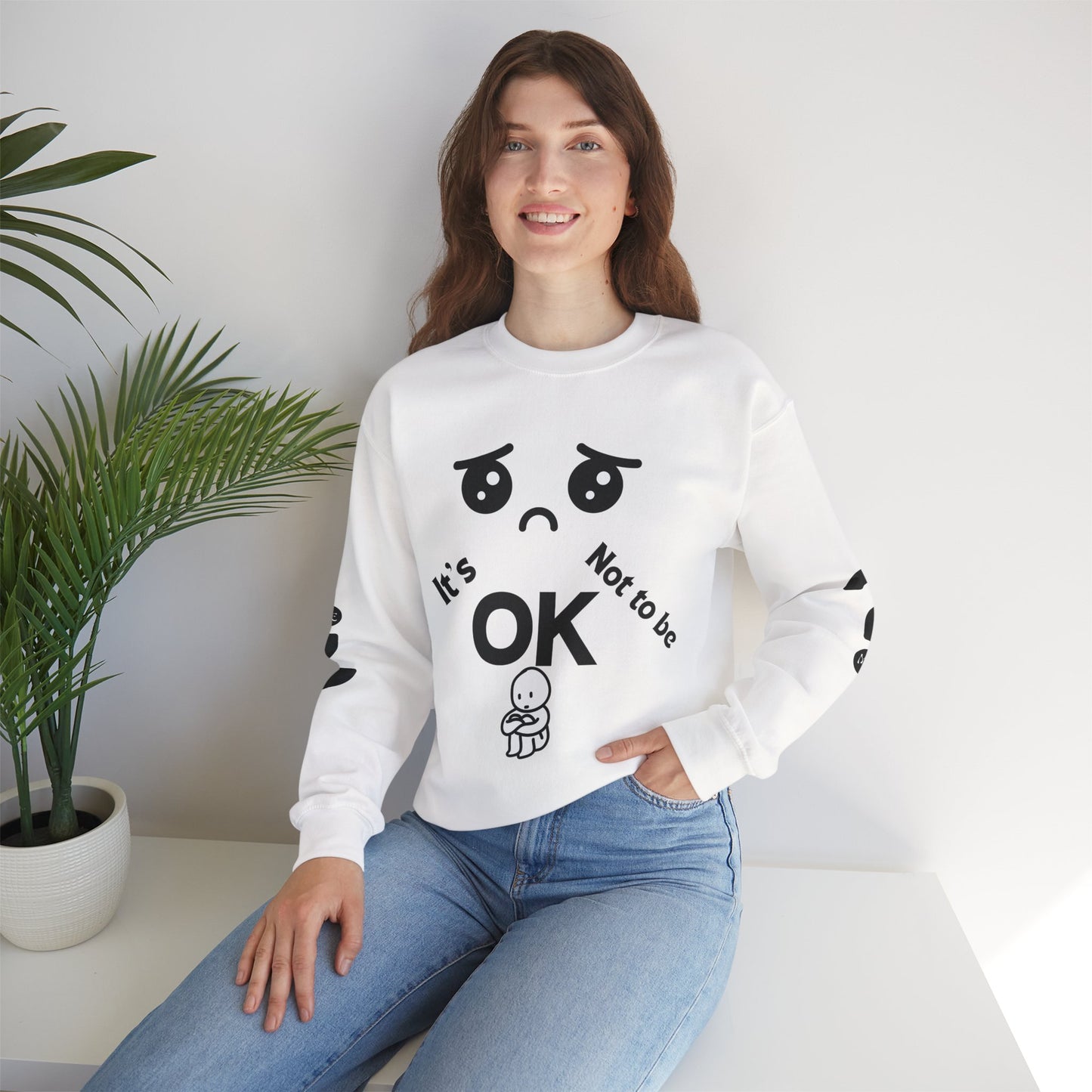 IT'S OK Inspirational Unisex Sweatshirt - Mental Health Awareness, Cozy Fashion, Self-Care Gift, Comfort Wear, Uplifting Quote
