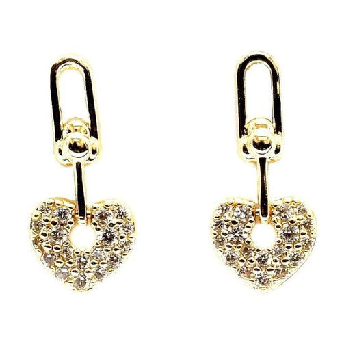 Cubic Zirconia Heart Dangle Moving Earrings