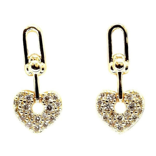 Cubic Zirconia Heart Dangle Moving Earrings