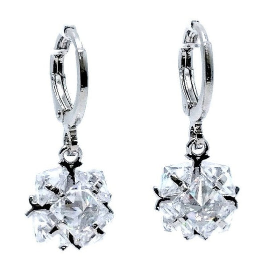 Crystal Dangle Cubic Zirconia Mini Hoop Earrings