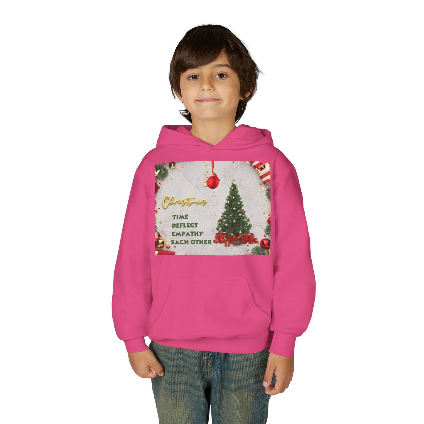 Youth Hooded Sweatshirt - Christmas Cheer, Cozy Holiday Gift, Festive Sweatshirt for Kids, Seasonal Wear, New Year Celebration