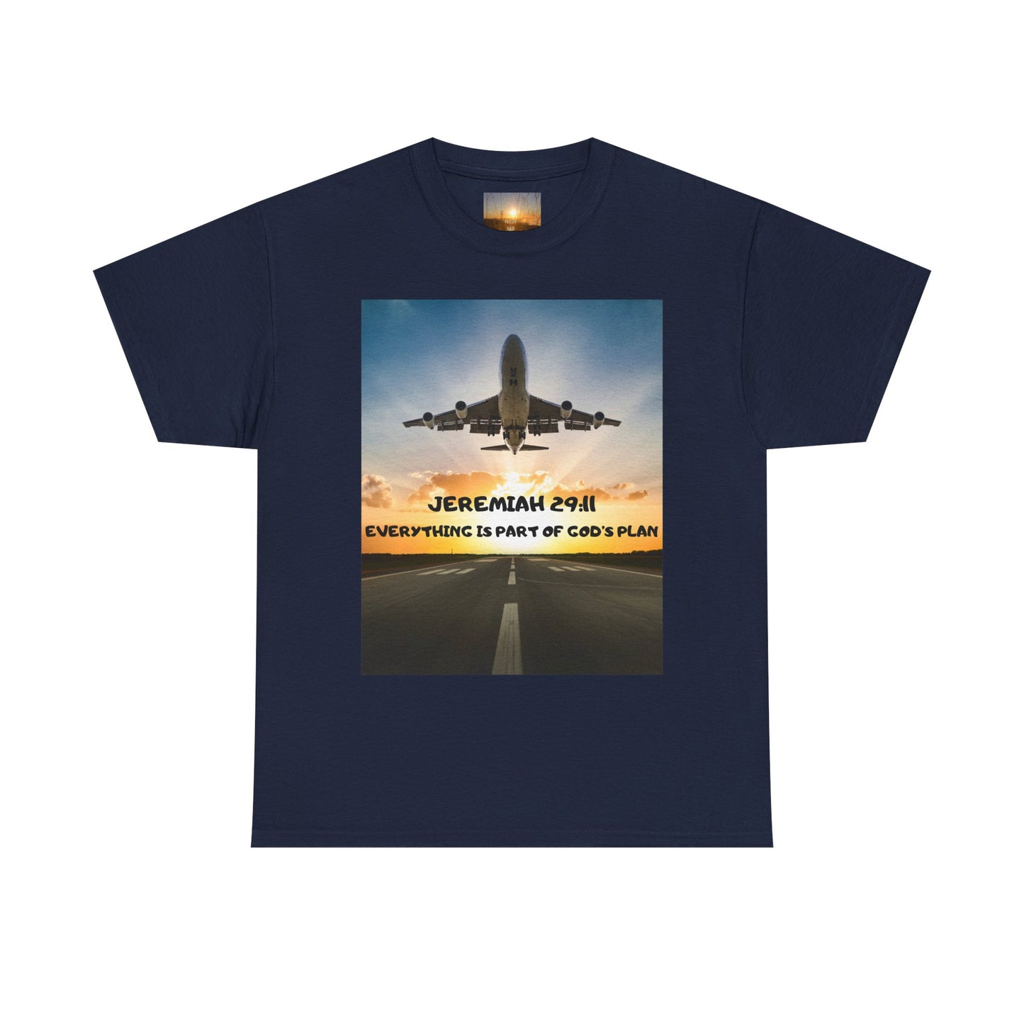 Faith Travel T‑Shirt — “Jeremiah 29:11 / Matthew 28:20” Inspirational Plane Tee