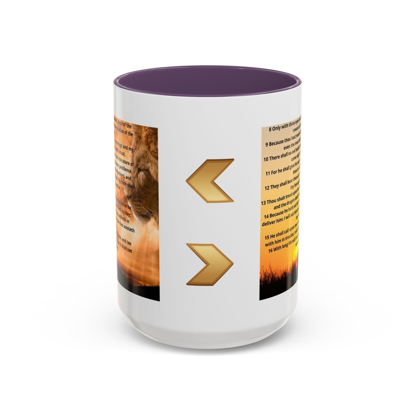 PSALM 91 Inspirational Lion Accent Coffee Mug | Motivational Gift, Scripture Mug, Unique Home Decor, Faith-Based Coffee Cup, Lion Design