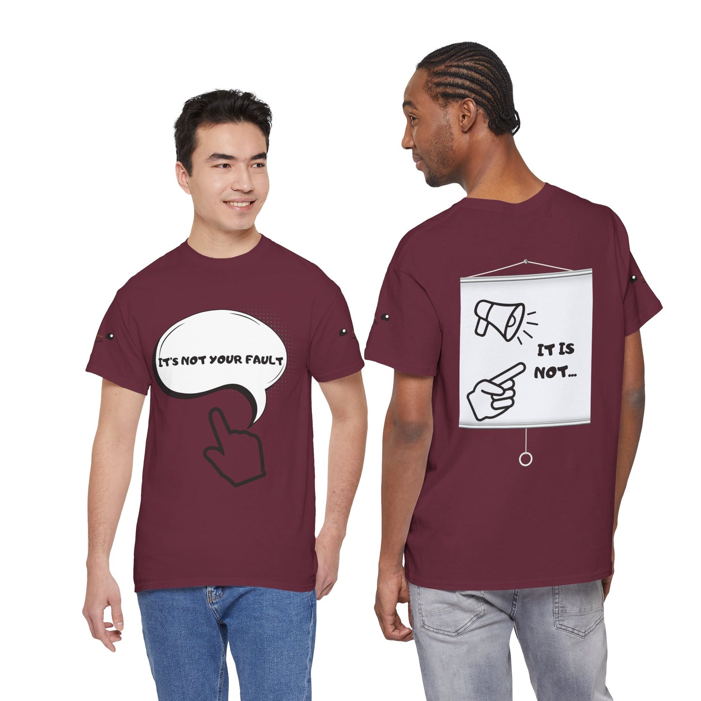 Graphic Tee — "It's Not Your Fault" Comic-Style Pointing Design