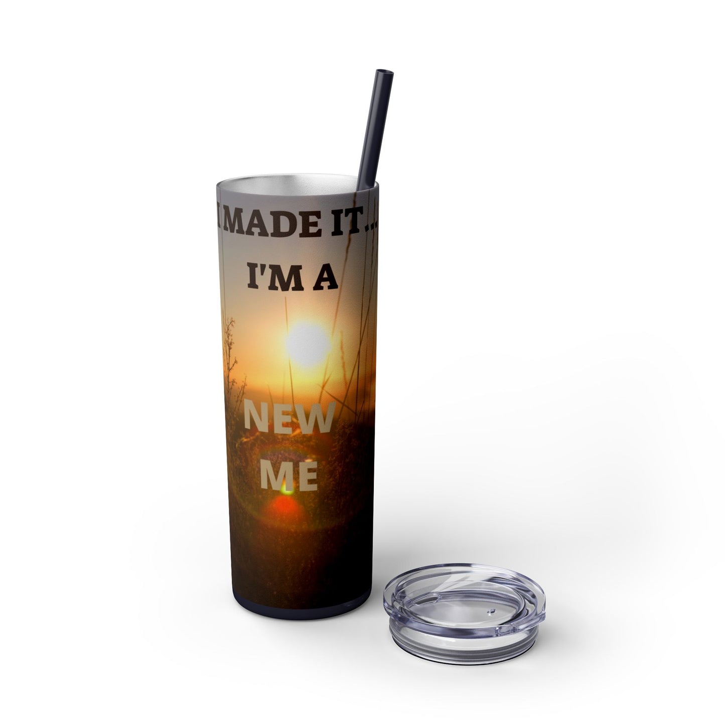I MADE IT Inspirational Skinny Tumbler, 20oz - Motivational Drinkware for Self-Improvement, Perfect Gift for Wellness Journeys, Birthday, New Year