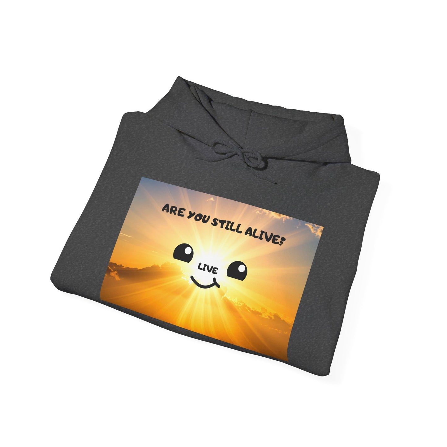 Smile Face Hoodie — "Are You Still Alive?" Sunrise Graphic Hooded Sweatshirt