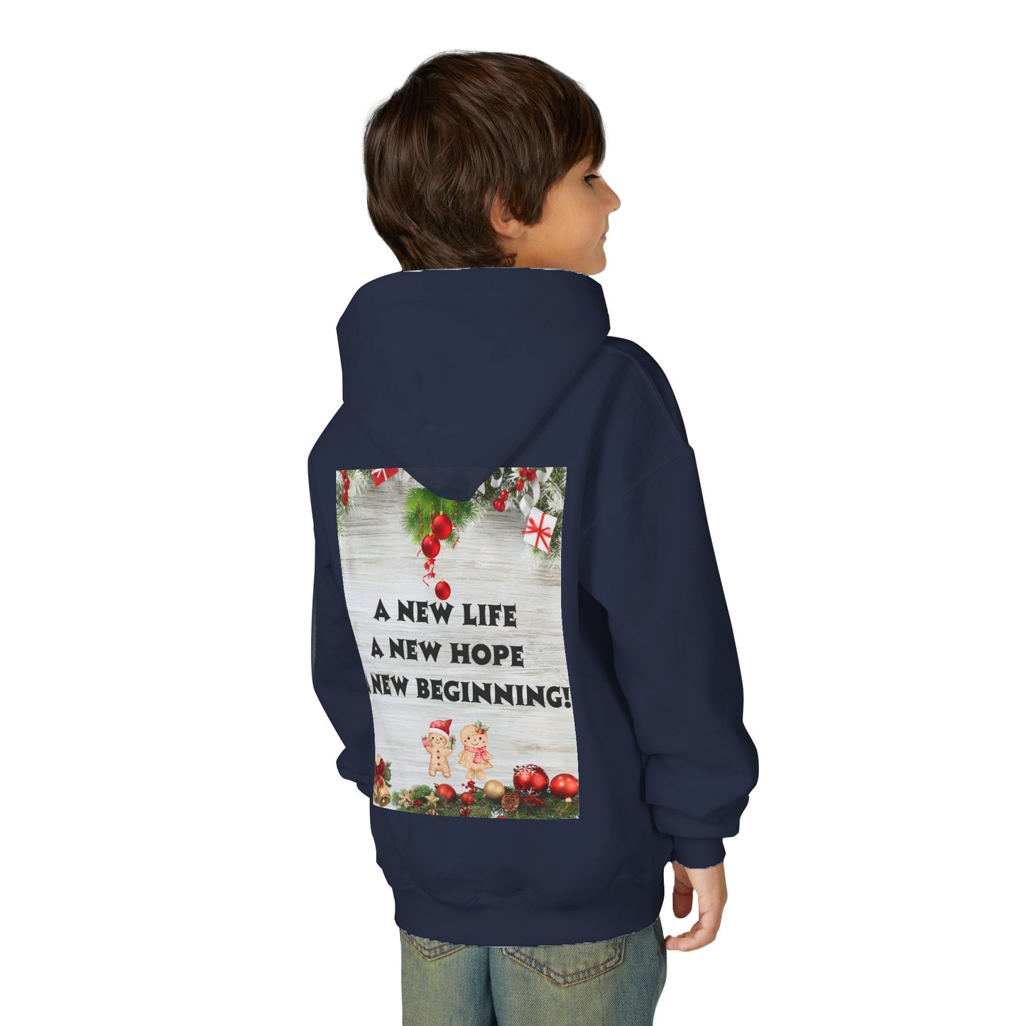 Youth Hooded Sweatshirt - Christmas Cheer, Cozy Holiday Gift, Festive Sweatshirt for Kids, Seasonal Wear, New Year Celebration