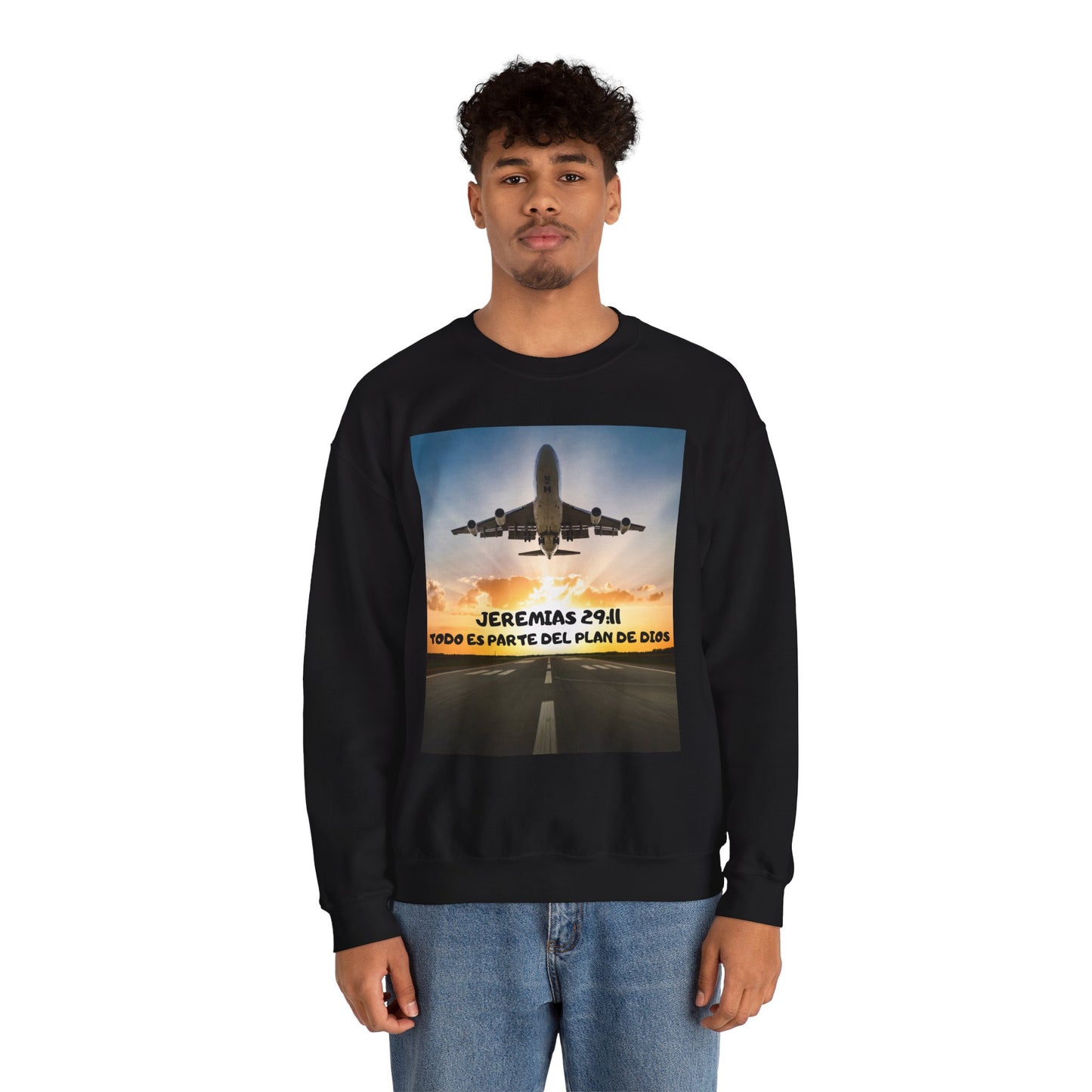 Christian Sweatshirt — Jeremías 29:11 & Mateo 28:20 Inspirational Crewneck