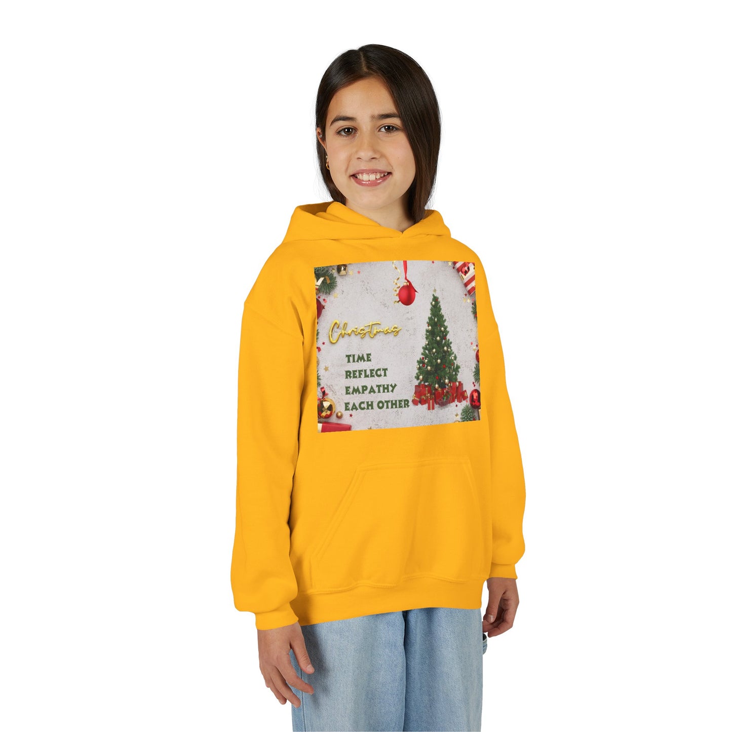 Youth Hooded Sweatshirt - Christmas Cheer, Cozy Holiday Gift, Festive Sweatshirt for Kids, Seasonal Wear, New Year Celebration