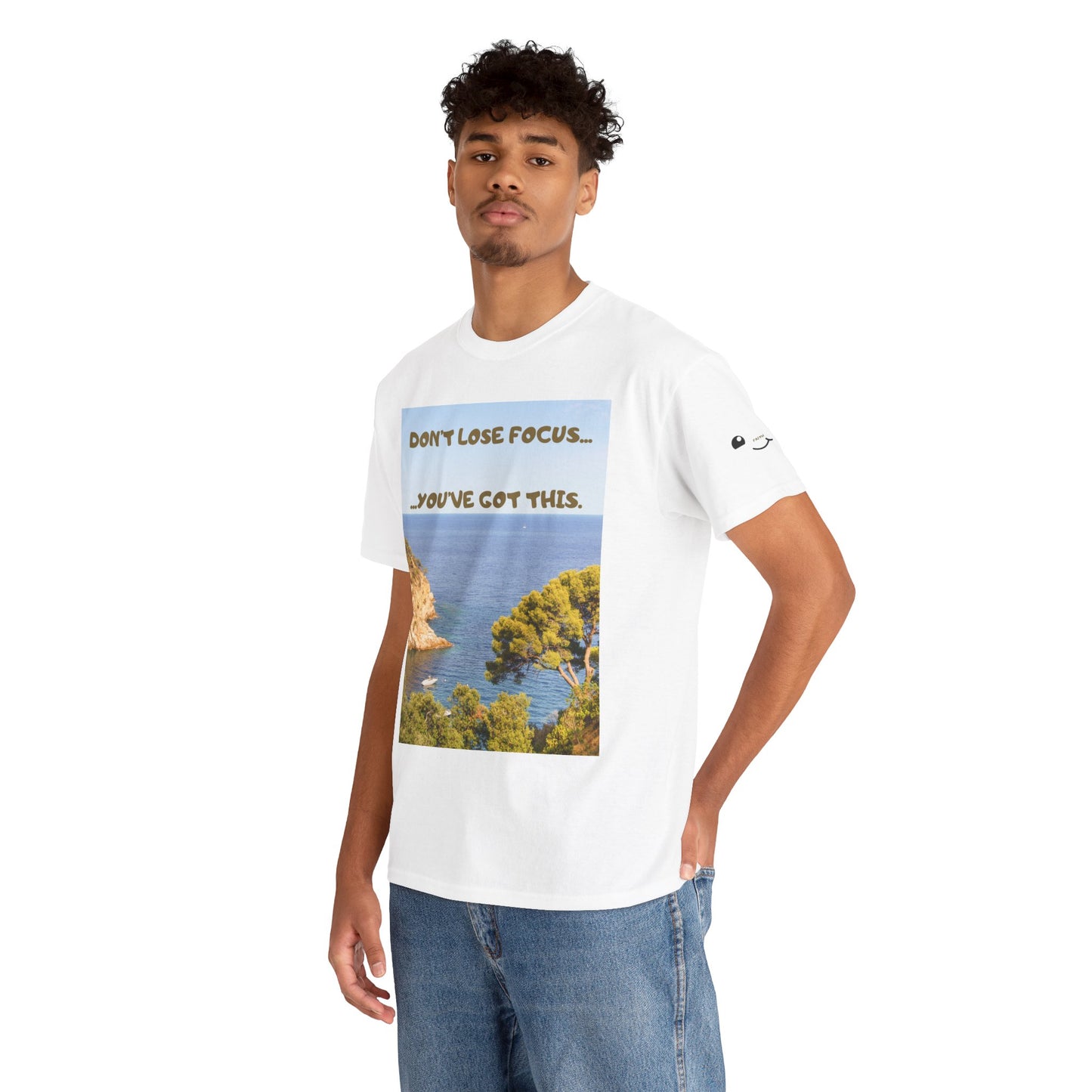 Motivational Tee — "Don't Lose Focus, You've Got This" Beach Graphic
