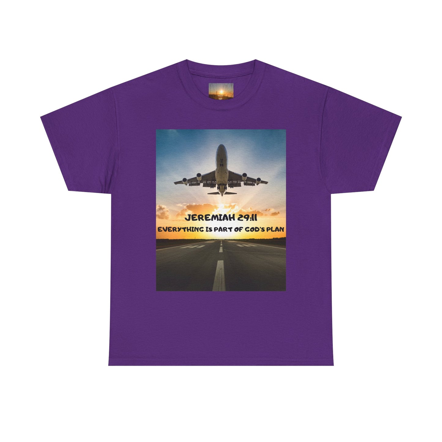 Faith Travel T‑Shirt — “Jeremiah 29:11 / Matthew 28:20” Inspirational Plane Tee