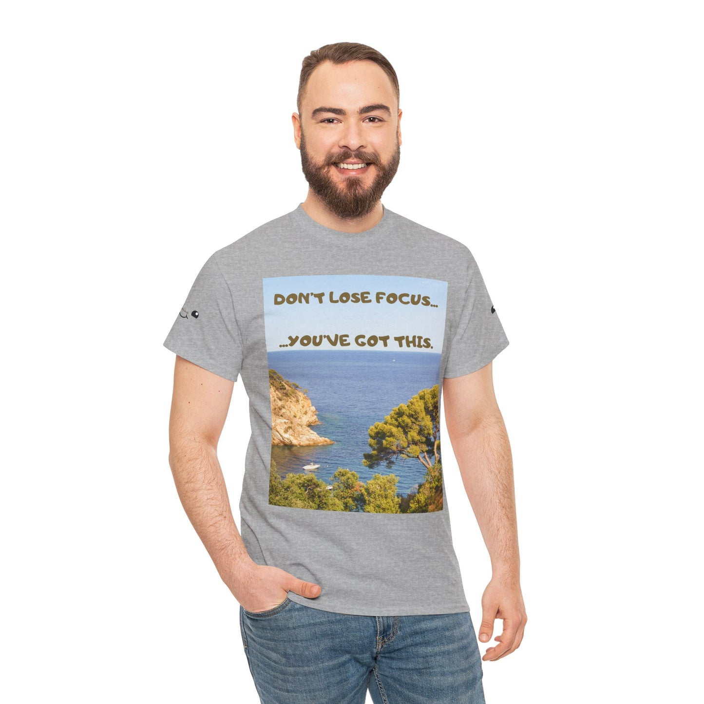 Motivational Tee — "Don't Lose Focus, You've Got This" Beach Graphic