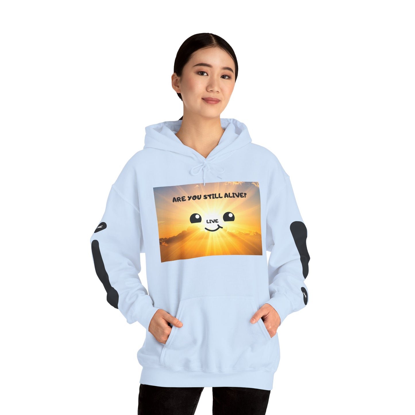 Smile Face Hoodie — "Are You Still Alive?" Sunrise Graphic Hooded Sweatshirt