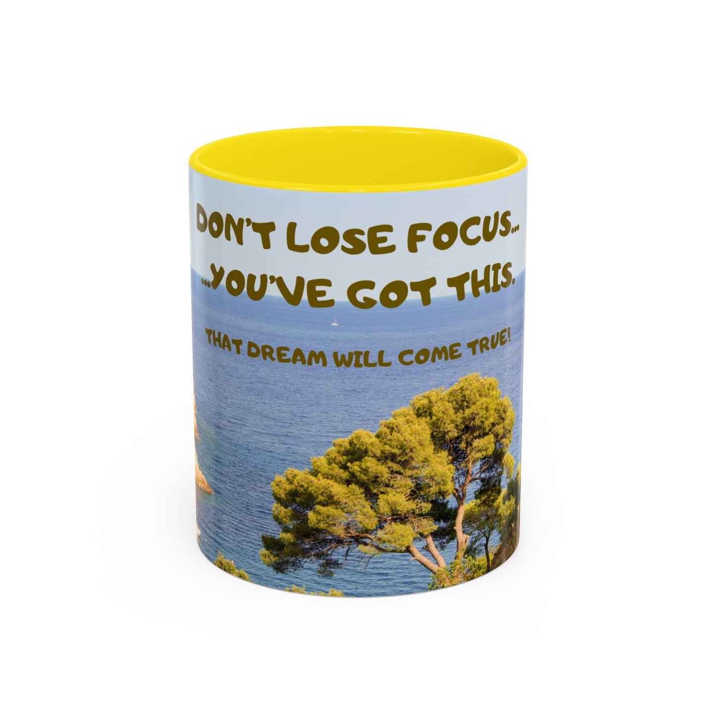 Inspirational Coastal Coffee Mug - "Don't Lose Focus... You've Got This" Accent Mug