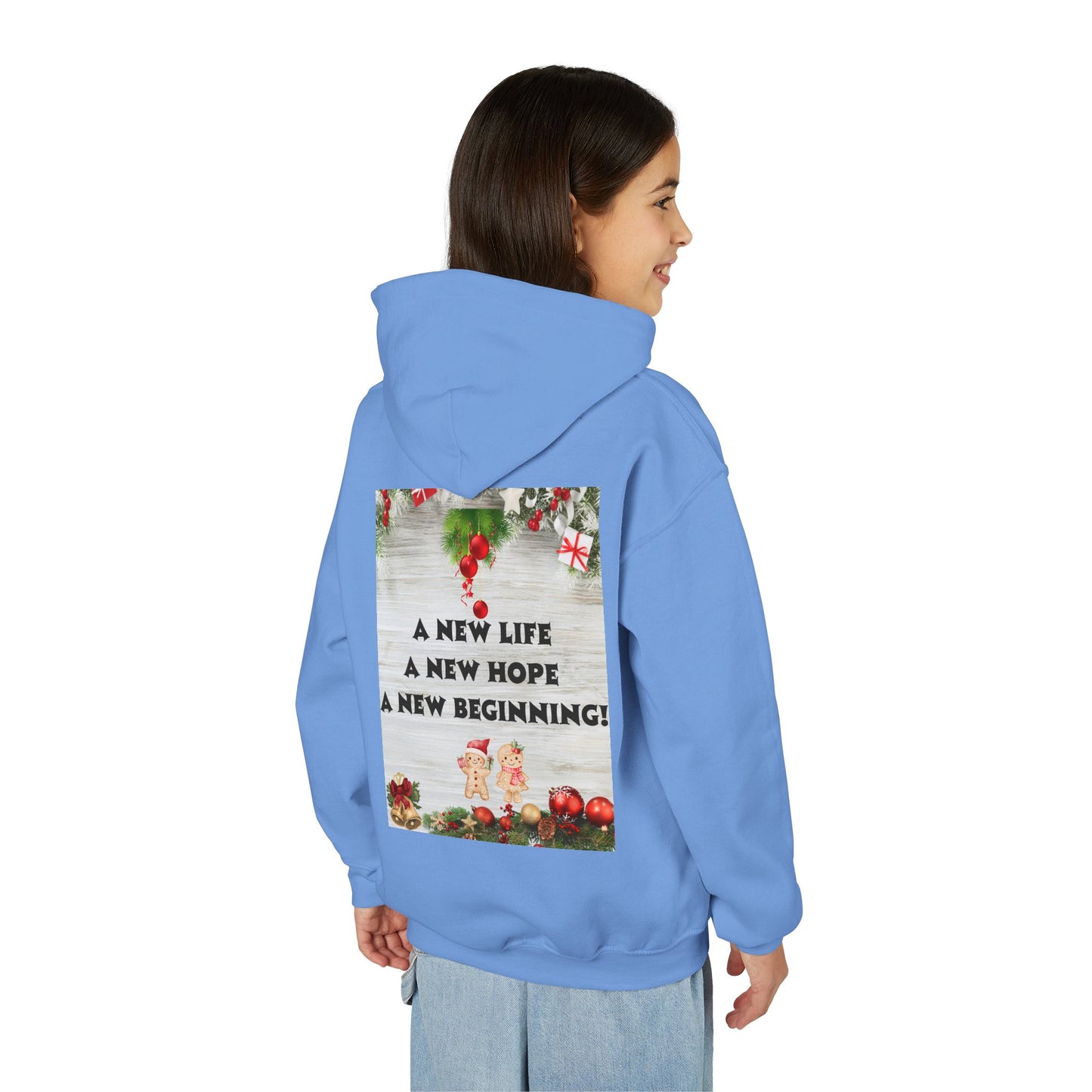 Youth Hooded Sweatshirt - Christmas Cheer, Cozy Holiday Gift, Festive Sweatshirt for Kids, Seasonal Wear, New Year Celebration
