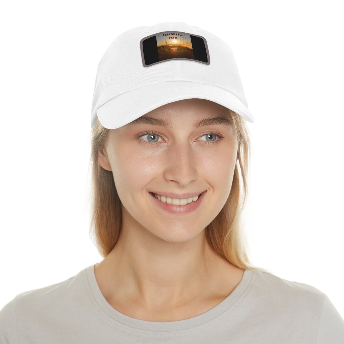 I MADE IT I'M A NEW ME  Hat with Leather Patch (Rectangle)
