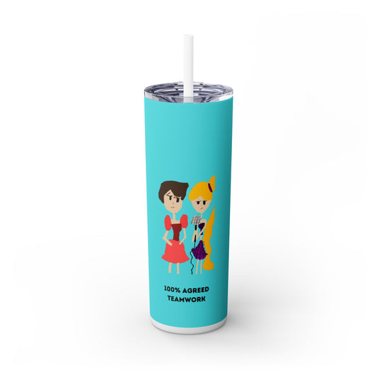 100 % AGREED TEAMWORKS ISAAC IDYER ARTS DESINGS Skinny Tumbler with Straw, 20oz