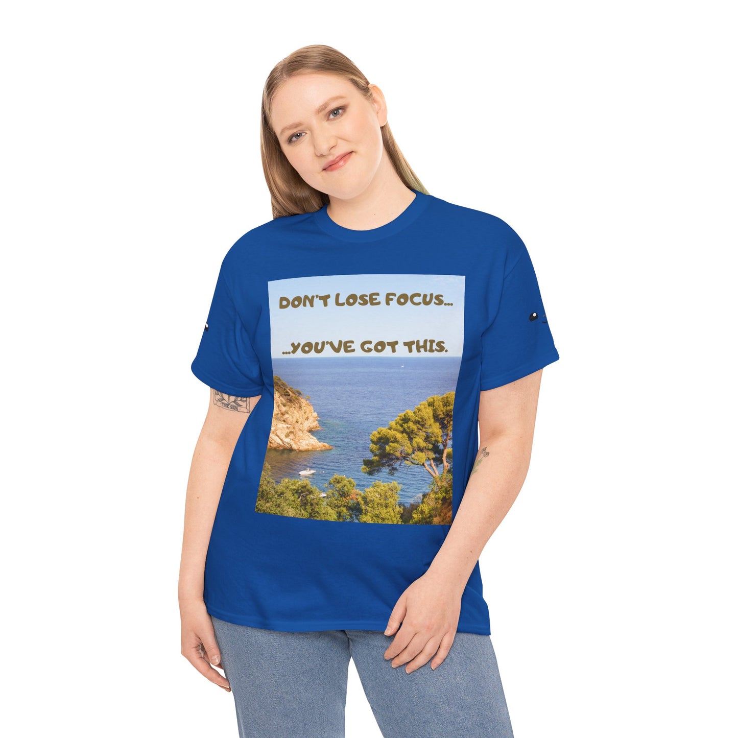 Motivational Tee — "Don't Lose Focus, You've Got This" Beach Graphic