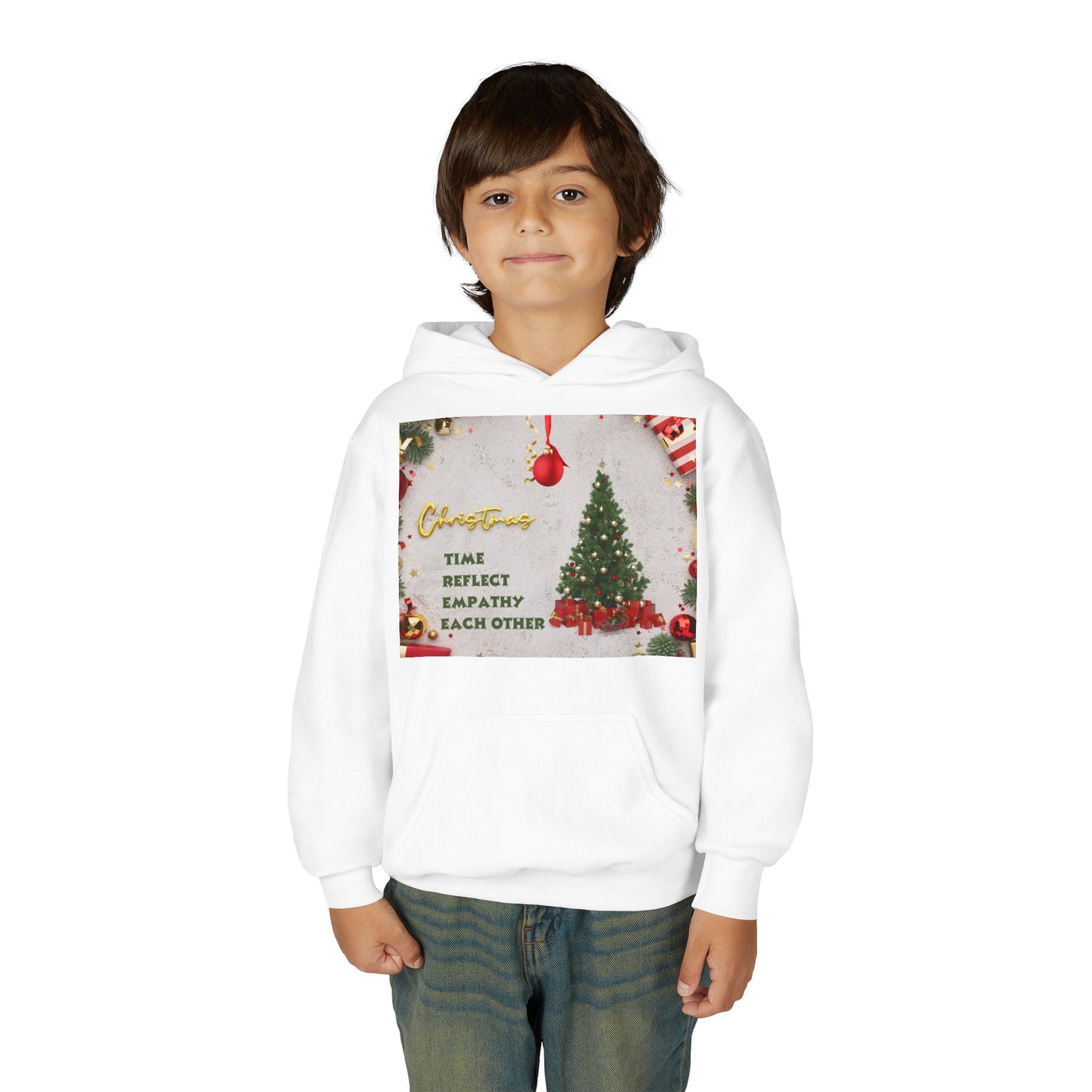 Youth Hooded Sweatshirt - Christmas Cheer, Cozy Holiday Gift, Festive Sweatshirt for Kids, Seasonal Wear, New Year Celebration