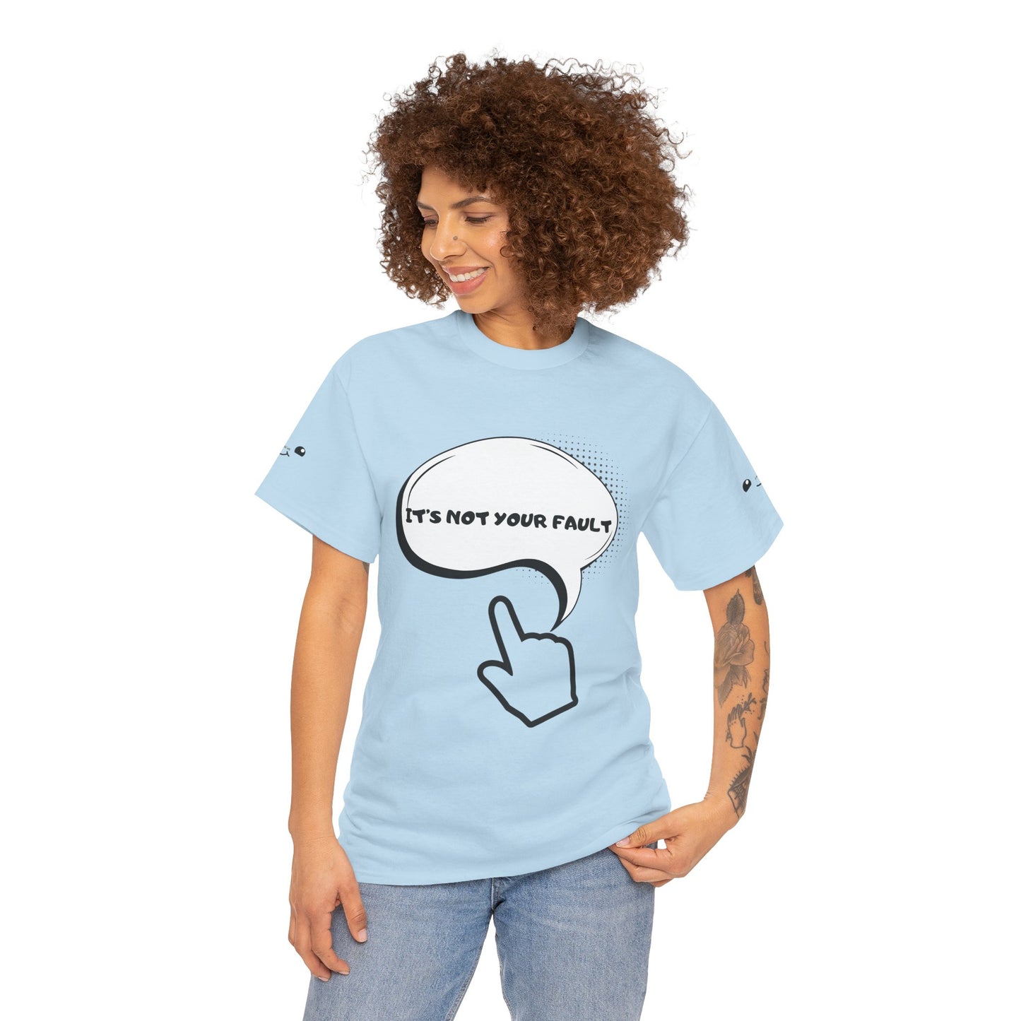Graphic Tee — "It's Not Your Fault" Comic-Style Pointing Design