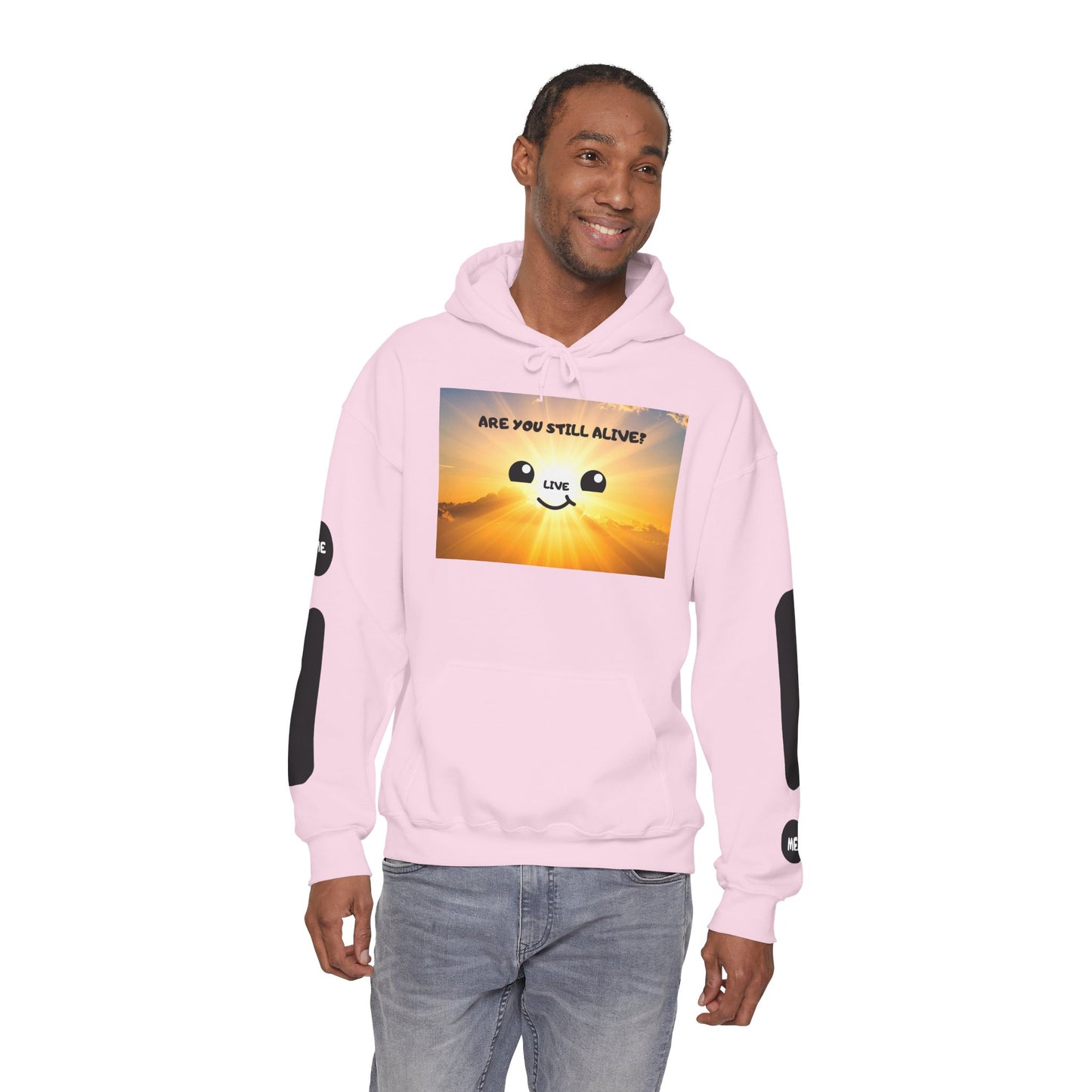 Smile Face Hoodie — "Are You Still Alive?" Sunrise Graphic Hooded Sweatshirt