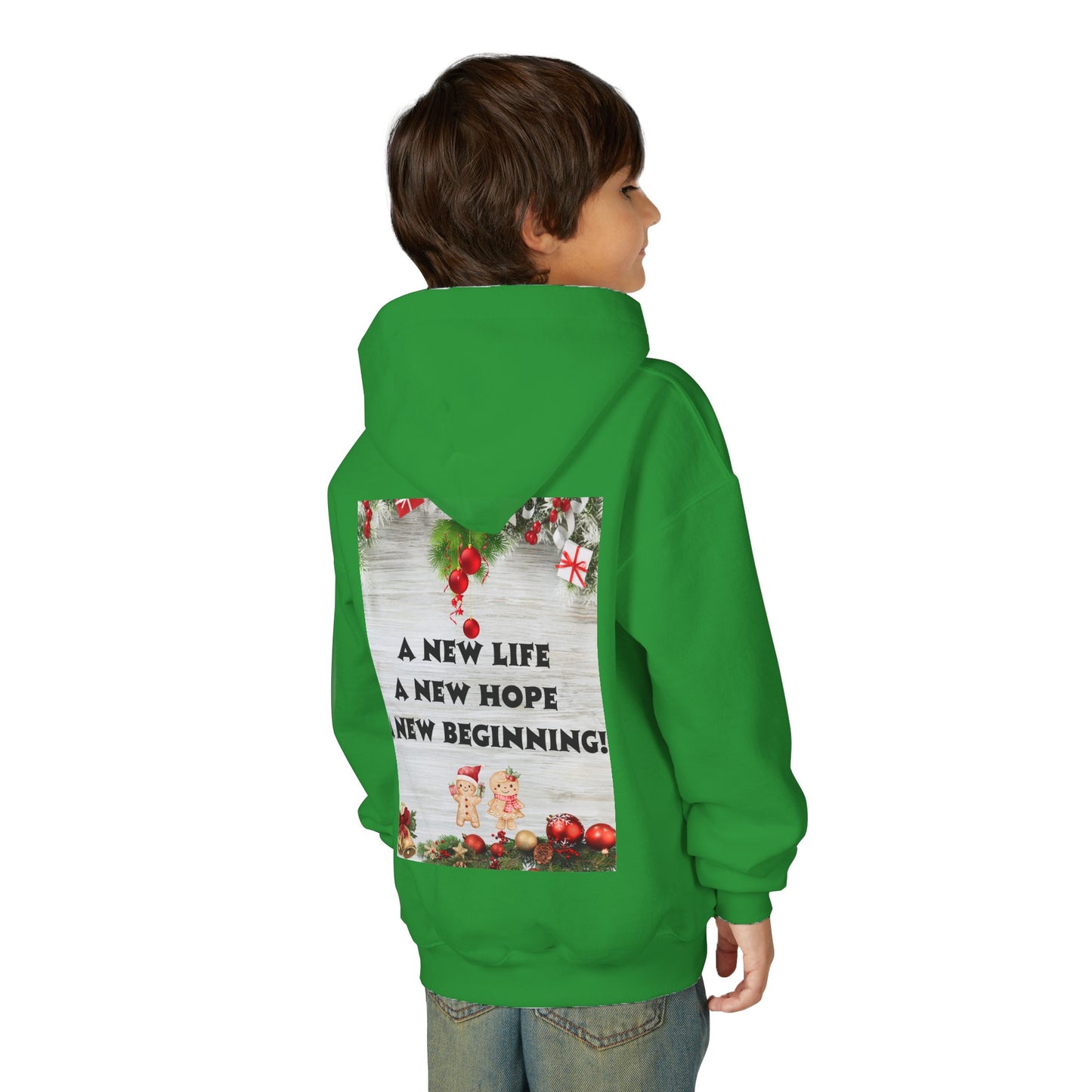 Youth Hooded Sweatshirt - Christmas Cheer, Cozy Holiday Gift, Festive Sweatshirt for Kids, Seasonal Wear, New Year Celebration