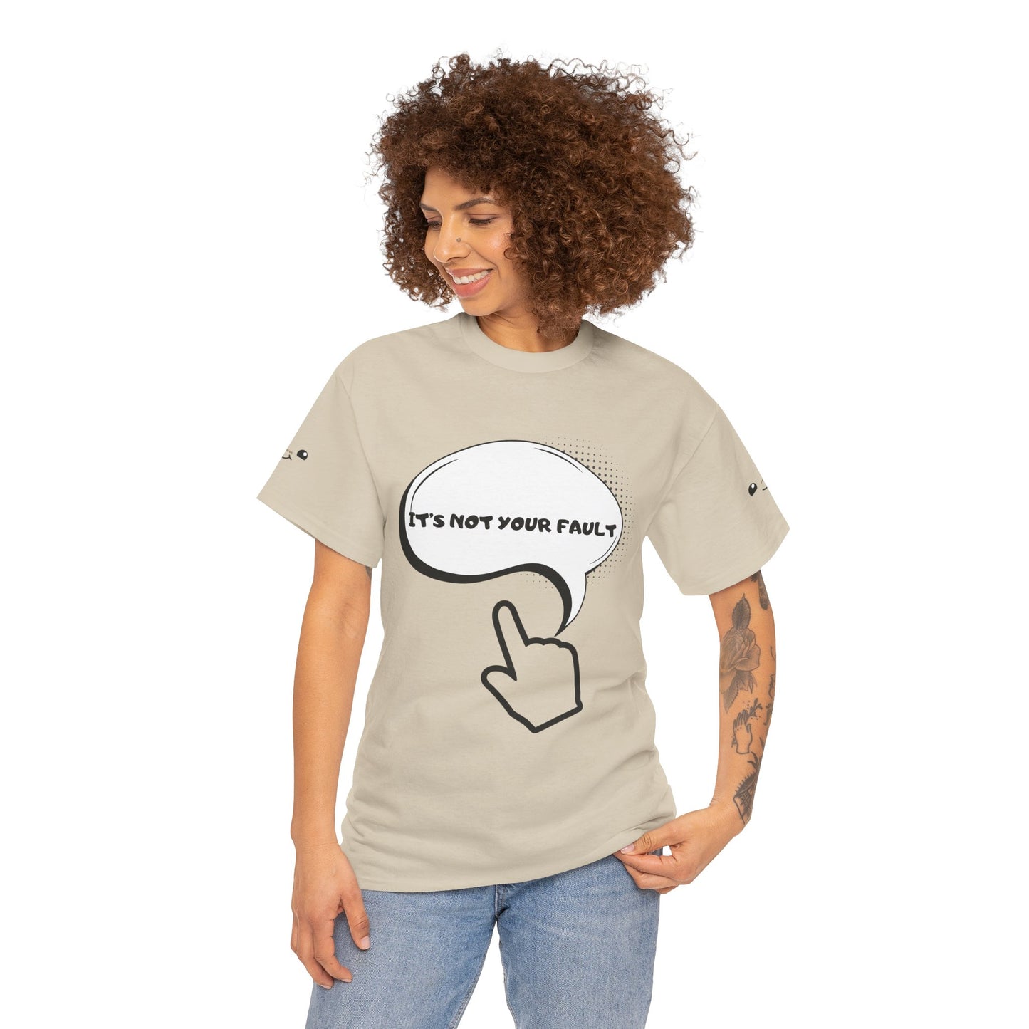 Graphic Tee — "It's Not Your Fault" Comic-Style Pointing Design