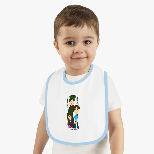 CALIDAD TIEMPO FAMILIA ISAAC IDYER ARTS DESINGS Baby Contrast Trim Jersey Bib