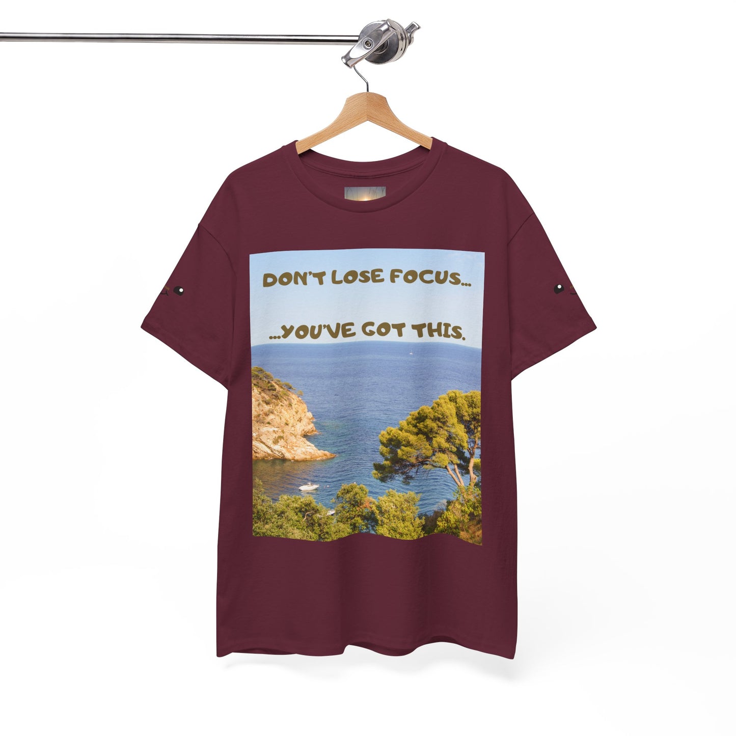 Motivational Tee — "Don't Lose Focus, You've Got This" Beach Graphic