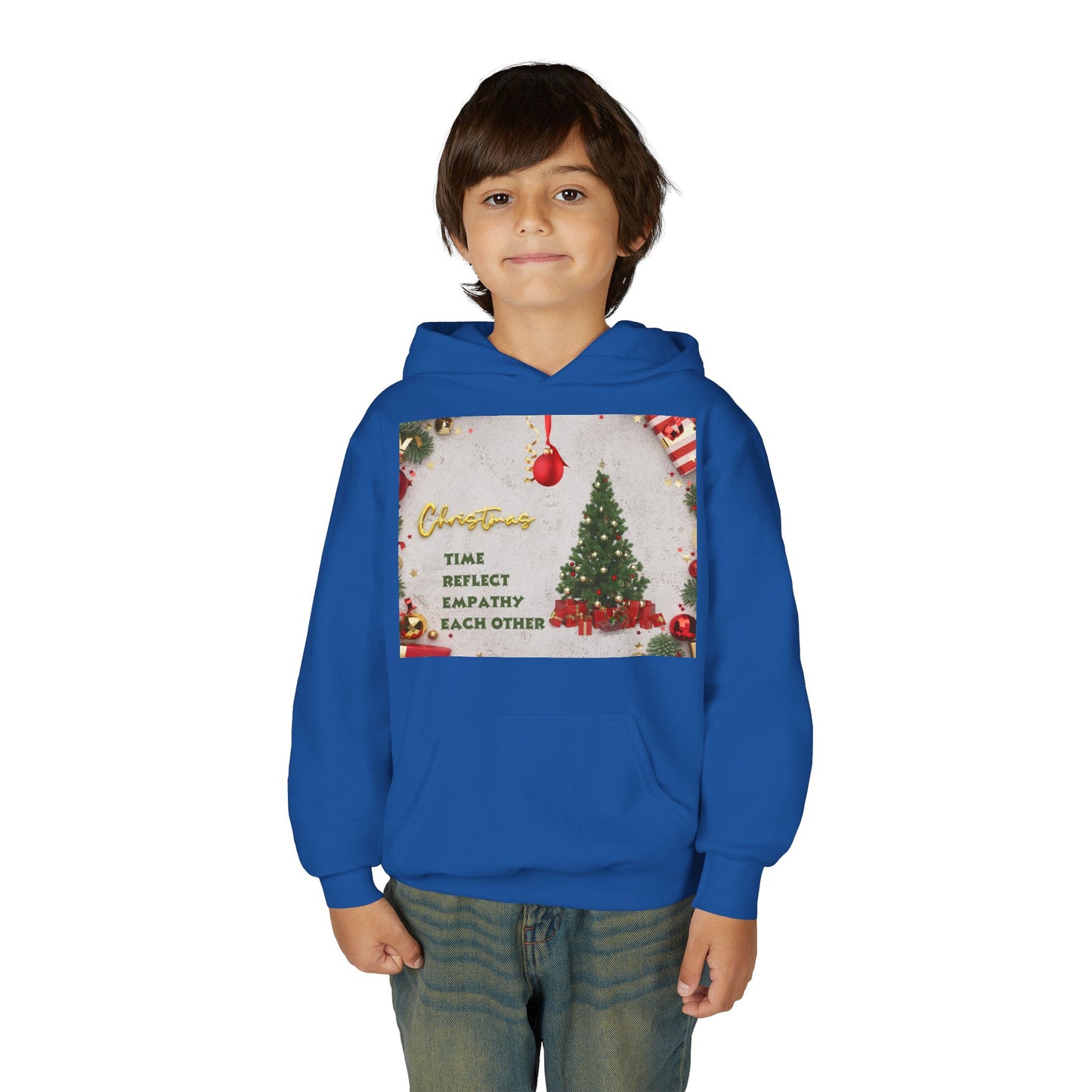 Youth Hooded Sweatshirt - Christmas Cheer, Cozy Holiday Gift, Festive Sweatshirt for Kids, Seasonal Wear, New Year Celebration