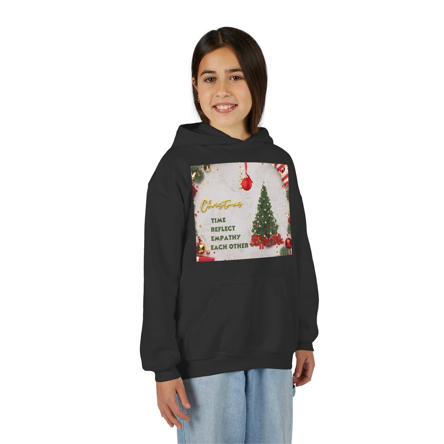 Youth Hooded Sweatshirt - Christmas Cheer, Cozy Holiday Gift, Festive Sweatshirt for Kids, Seasonal Wear, New Year Celebration