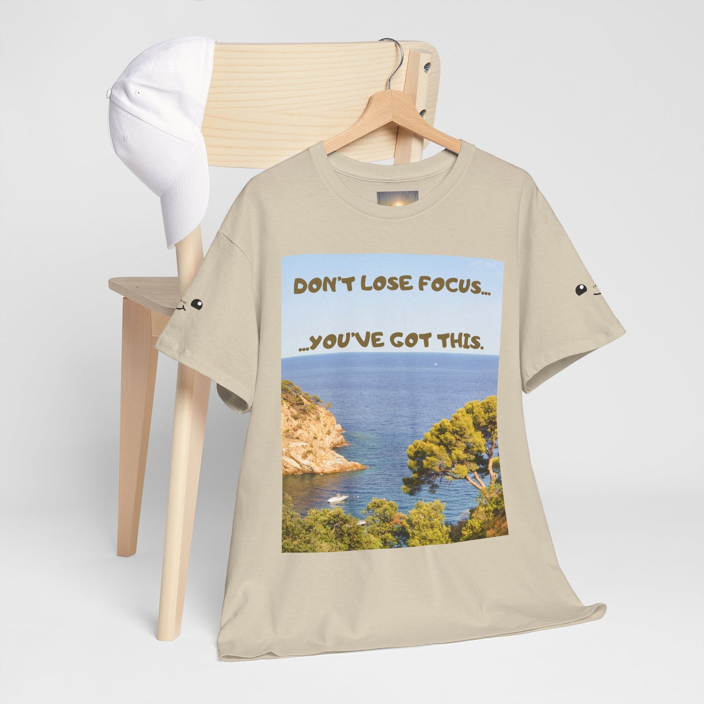 Motivational Tee — "Don't Lose Focus, You've Got This" Beach Graphic