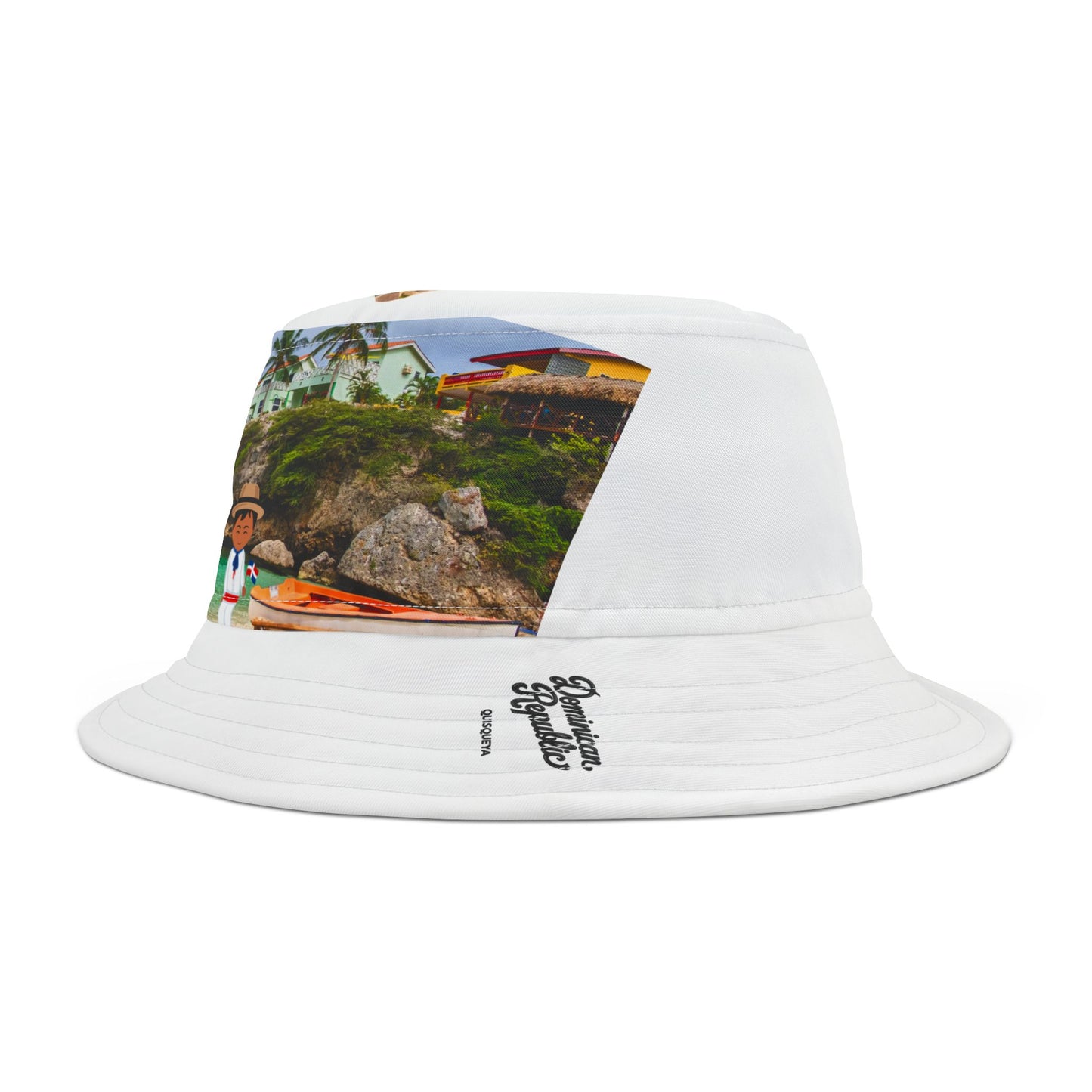 DOMINICAN REPUBLIC Vibrant Beach Bucket Hat | AOP Sun Hat, Summer Accessory, Vacation Gear, Poolside Look, Fun Gift