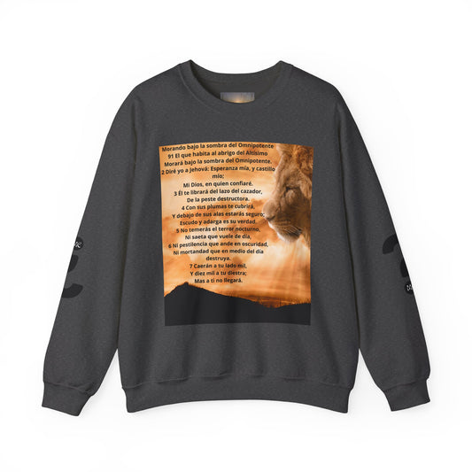 SALMO 91 Inspirational Lion Sweatshirt, Crewneck Sweater, Motivational Gift, Unisex Fashion, Animal Lover Apparel, Cozy Everyday Wear