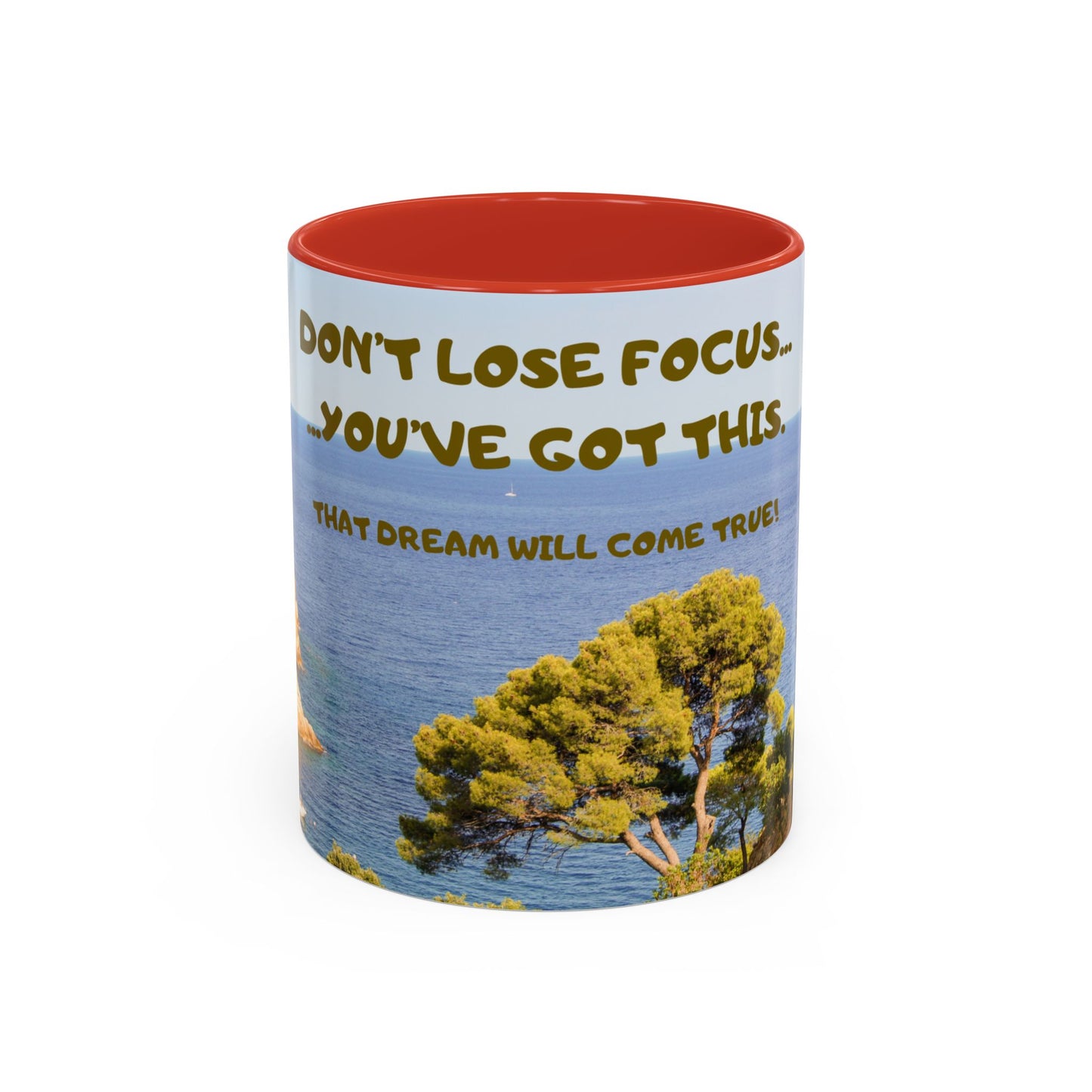 Inspirational Coastal Coffee Mug - "Don't Lose Focus... You've Got This" Accent Mug