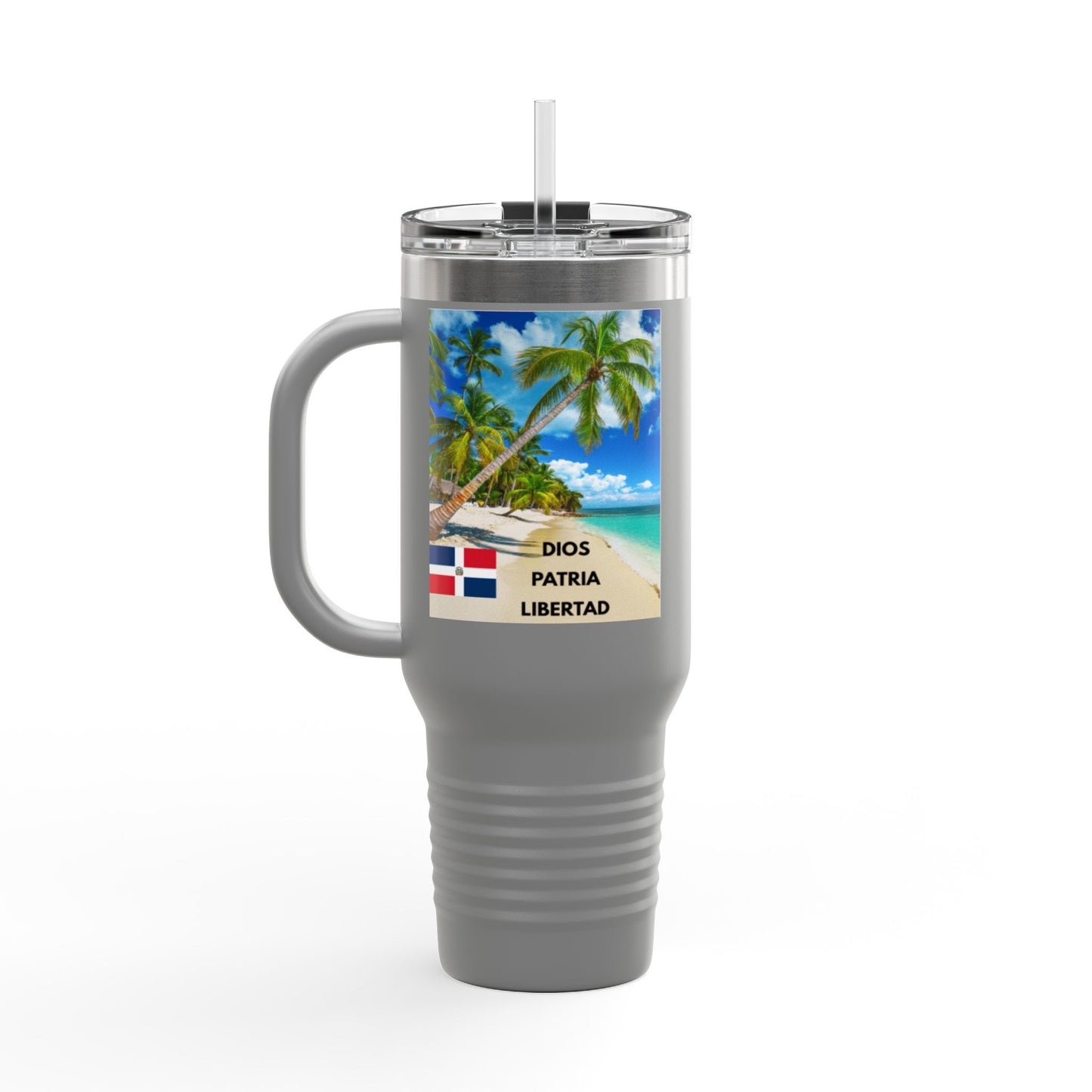 Dominican Republic Insulated Travel Mug, Caribbean Travel Cup, Beach Lover Gift, Quisqueya Hermosa Thermos, Vacation Essential, Summer [...]