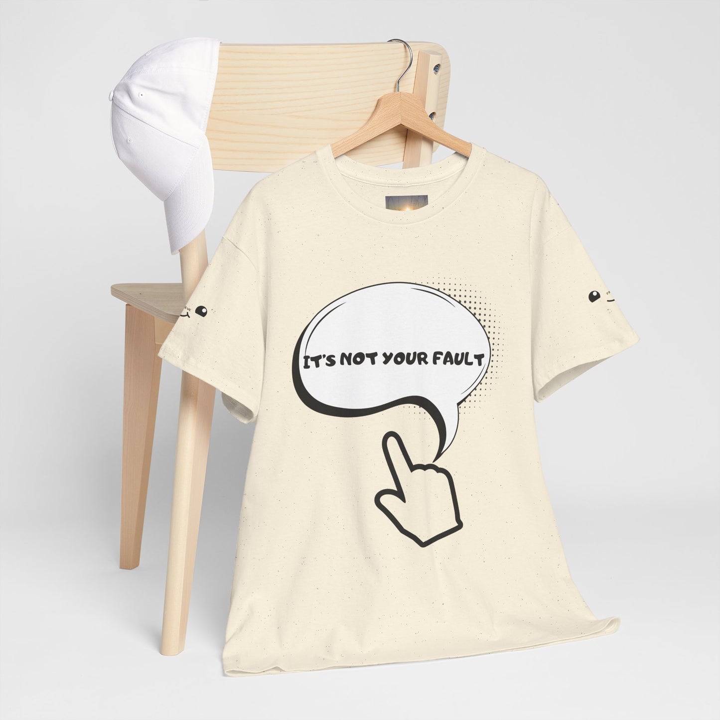 Graphic Tee — "It's Not Your Fault" Comic-Style Pointing Design
