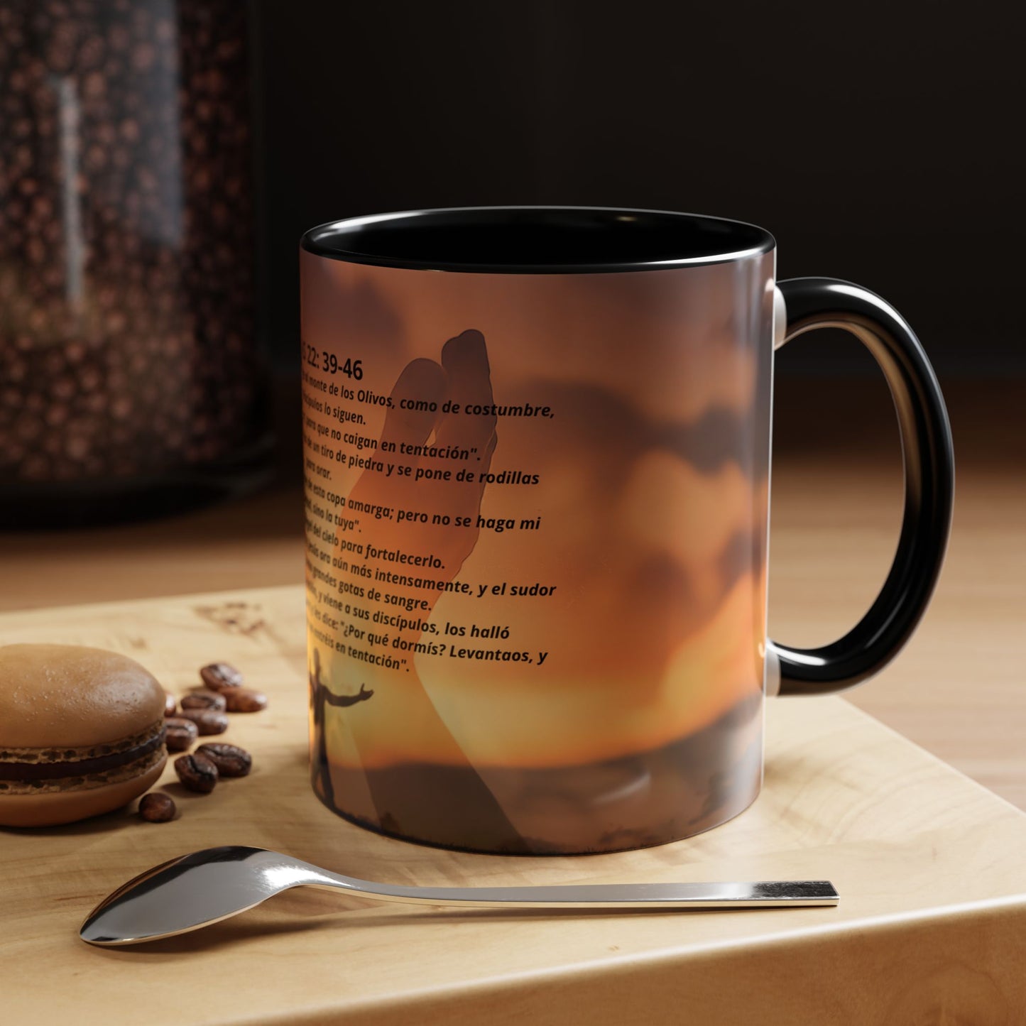 LUCAS 22: 39-46 Oración en el Monte Accent Coffee Mug (1ó1, 15oz)