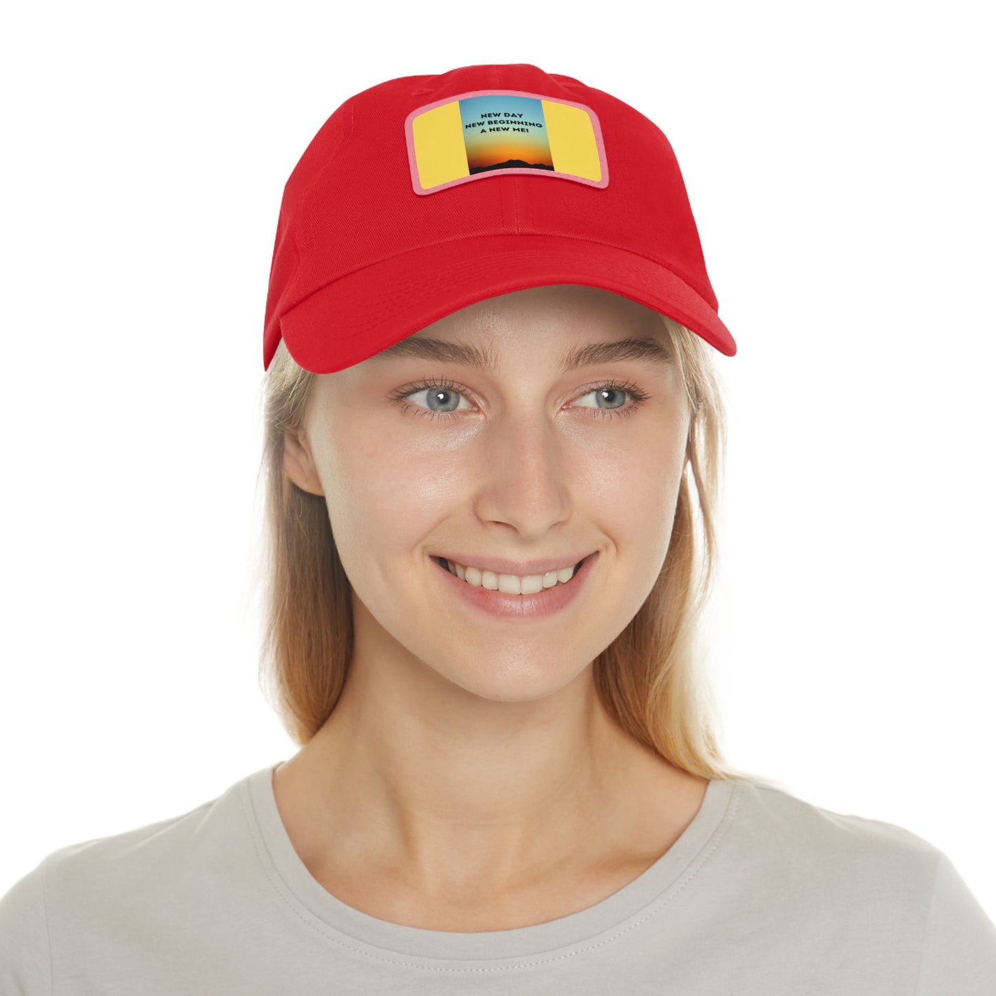 NEW DAY NEW BEGINNING A NEW ME Hat with Leather Patch (Rectangle)