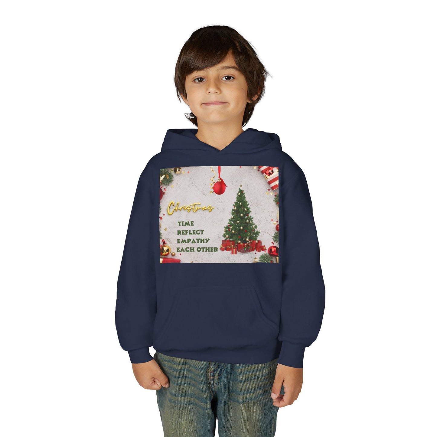 Youth Hooded Sweatshirt - Christmas Cheer, Cozy Holiday Gift, Festive Sweatshirt for Kids, Seasonal Wear, New Year Celebration