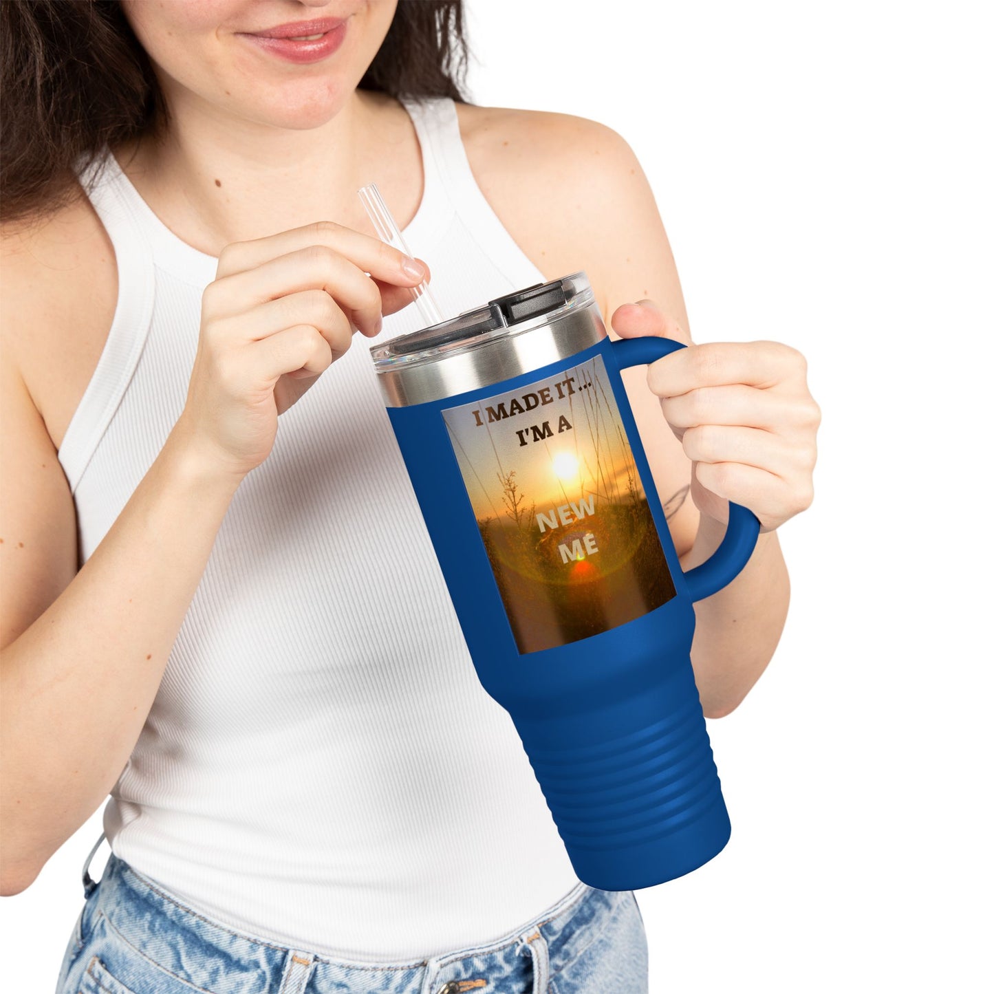 I MADE IT / LEAVING MARKED TRACES Inspiring Insulated Travel Mug, 40oz - Motivational Coffee Cup for New Beginnings, Perfect Gift for Self-Care, Daily Use, Travel Mug, [...]