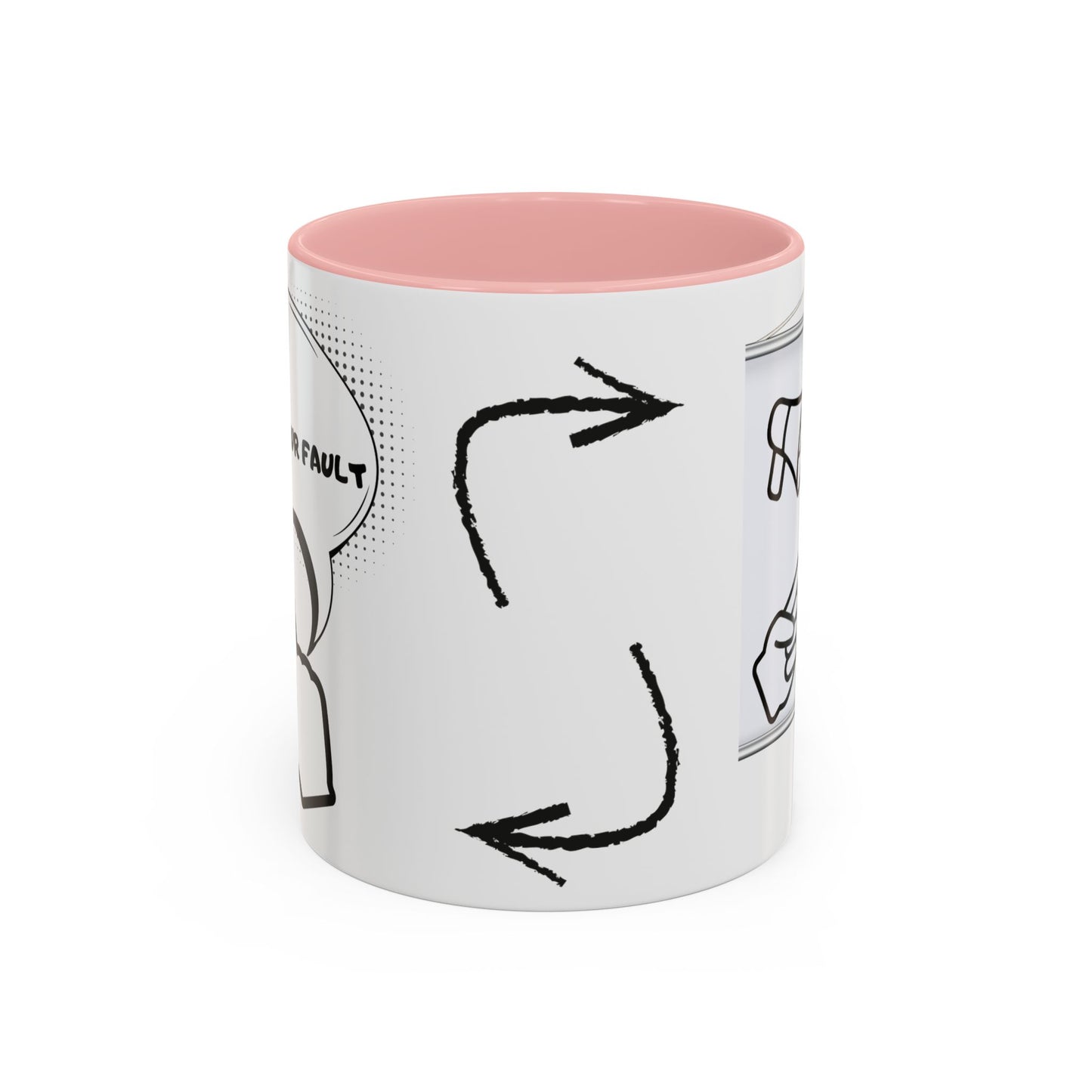 Accent Coffee Mug — Funny 'It Is Not your Fault' Doodle Cartoon Mug (11/15oz)