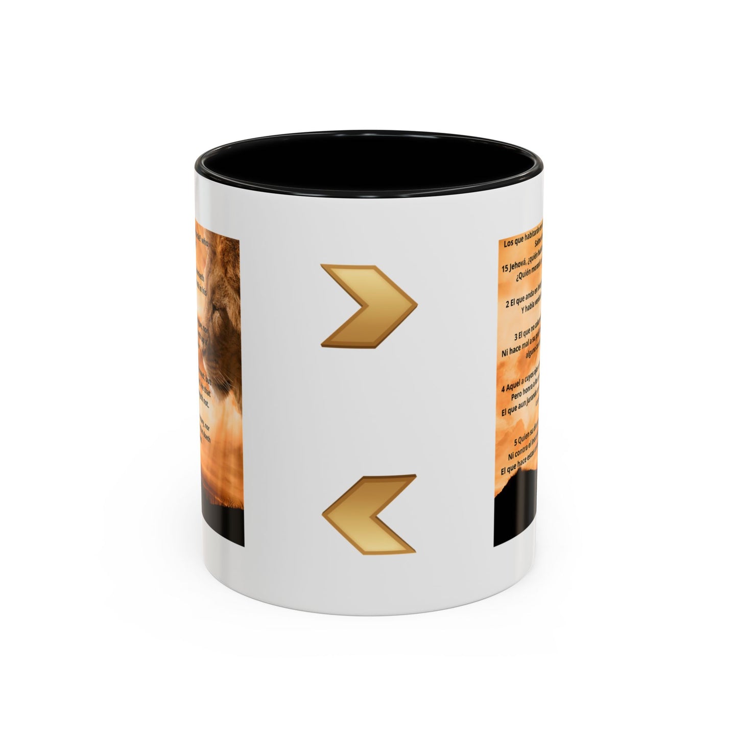 PSALM 15 ENG / SPA Inspirational Lion Accent Coffee Mug | Faith Mug, Motivational Gift, Nature Lover's Cup, Home Decor, Office Drinkware