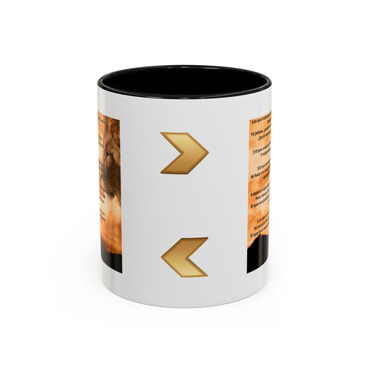 PSALM 15 ENG / SPA Inspirational Lion Accent Coffee Mug | Faith Mug, Motivational Gift, Nature Lover's Cup, Home Decor, Office Drinkware