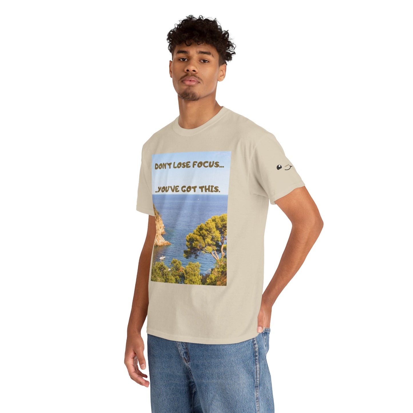 Motivational Tee — "Don't Lose Focus, You've Got This" Beach Graphic